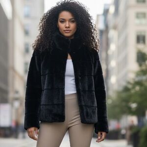 Bearpaw Luxe Black Teddy Faux Fur Winter Jacket Hooded Coat Fairy Whimsigoth 1X